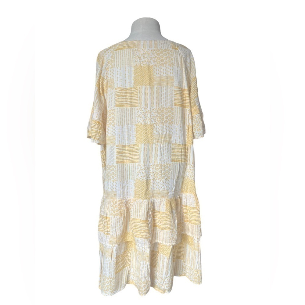 Caslon Womens Yellow White Patchwork Print Ruffle Minidress size X-Large - Picture 3 of 12